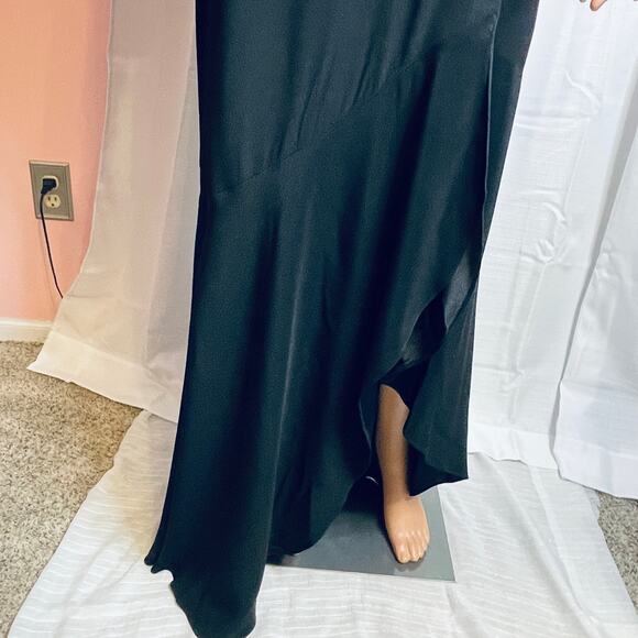 Jessica McClintock Vtg Black Evening Embroidered Formal Maxi Gown Dress 16 - Picture 6 of 13